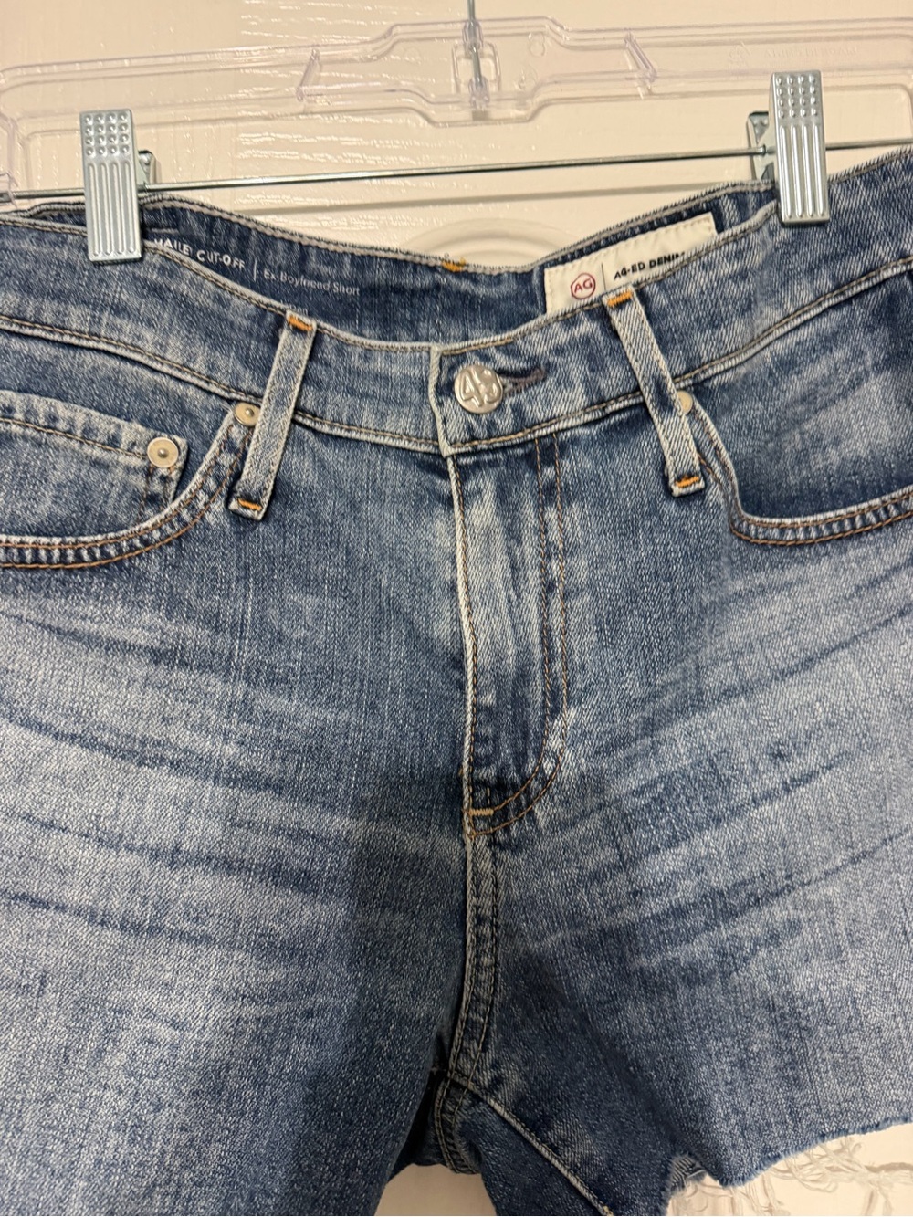 AG Adriano Goldschmied womens Denim cut offs Hailey ex-boyfriend fit size 25